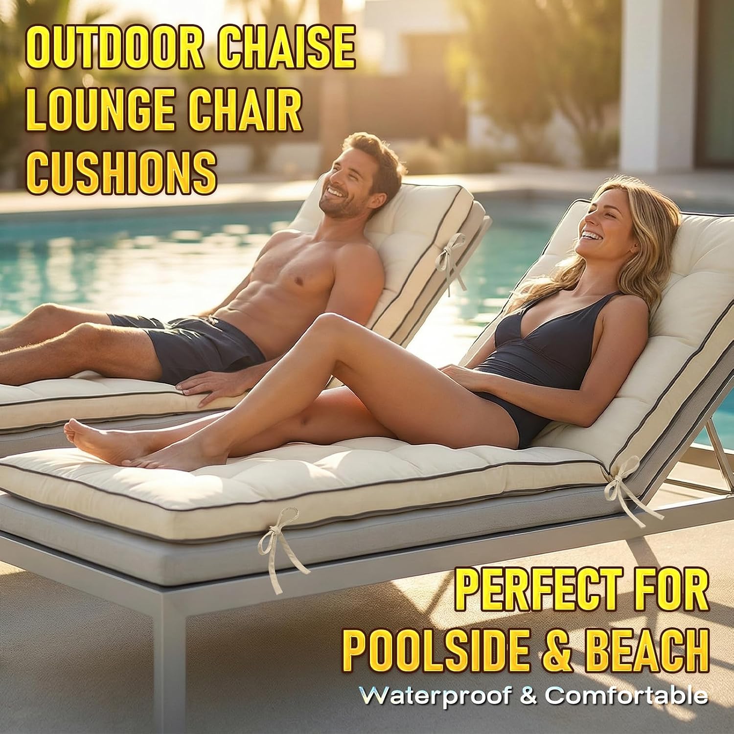 2 Pack 72x21 Inch Folding Chaise Lounge Cushion Quick Dry - Outdoor Sun Lounger Seat Pad with Shredded Foam for Patio Furniture, Deck Chairs, Poolside (Aqua Blue, 72 INCH × 21 INCH-2 Pack)