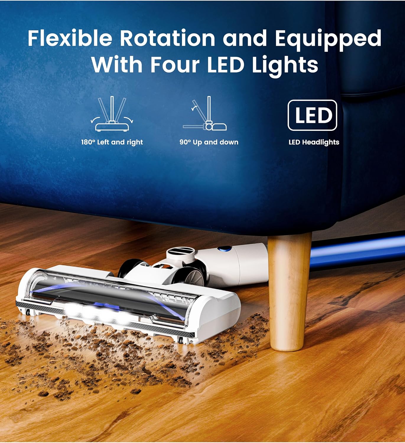Cordless Vacuum Cleaner, 550W/45Kpa Vacuum Cleaners for Home, 60Mins Stick Vacuum with LED Display, Anti-Tangle & Wall Mount Charging, 8 in 1 Lightweight Vacuum for Hard Floors Carpet Pet Hair