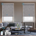 Motorized Roller Shade, 100% Blackout Smart Window Blinds Work with Homekit, Alexa, Google Home, Remote Control, Electric Blinds with USB/Solar Pannel Charging, Texture Midnight