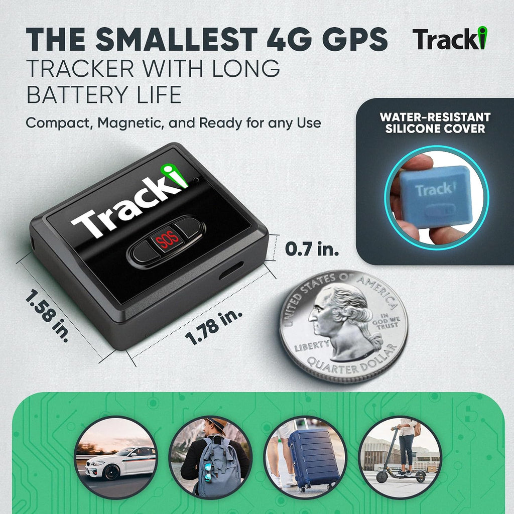 Tracki Mini GPS Tracker, Subscription Required, Cancel Anytime – Universal Compact 4G LTE Tracker for Vehicles (Tracker + 1Y Subs.)