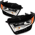 Headlights Fit 2015-2018 for Edge Driver & Passenger Side Headlight Assembly Black Housing Amber Reflector FT4Z13008A