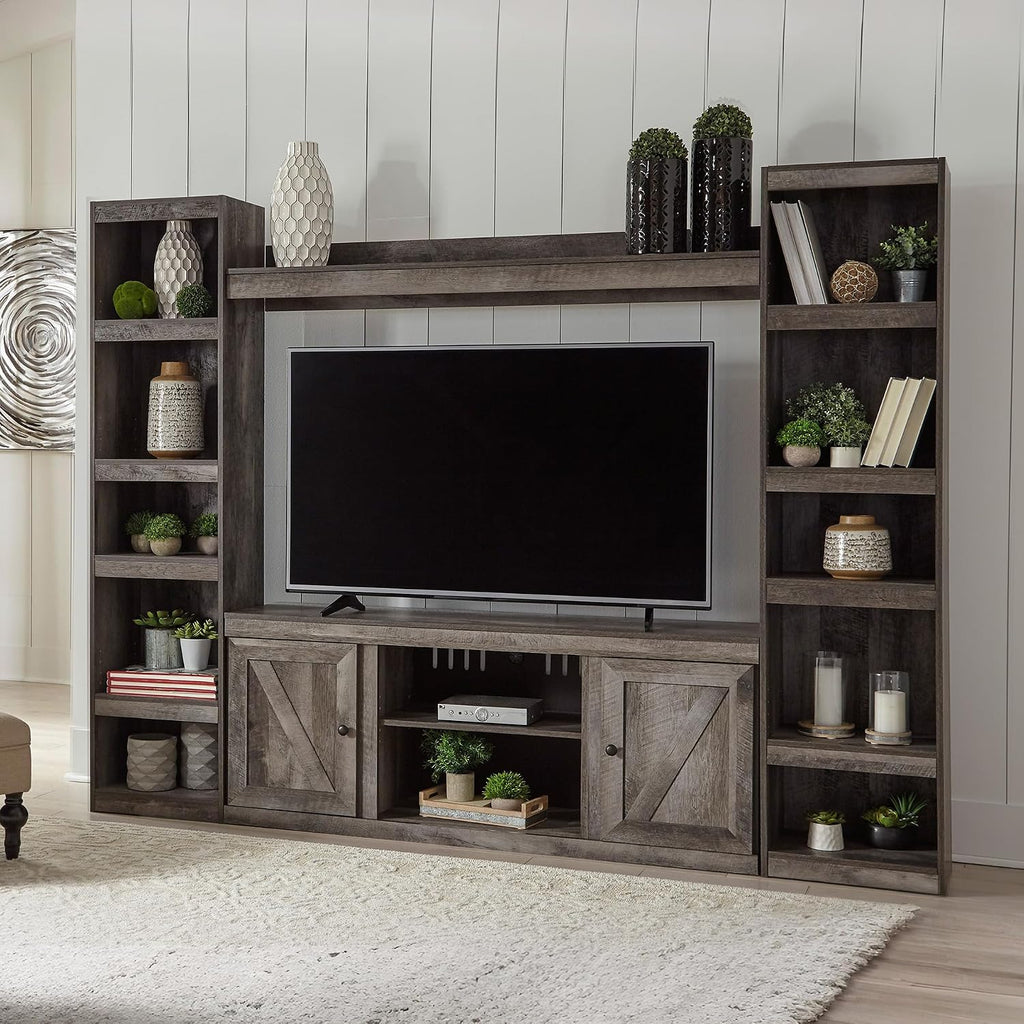 Signature Design by Ashley Wynnlow Farmhouse 4-Piece Entertainment Center for TVs up to 69', Gray