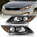 Aosky Compatible With 2011-2013 Kia Optima Headlights Halogen Headlamp Assembly OE Black Housing with Amber Reflector Driver and Passenger Side