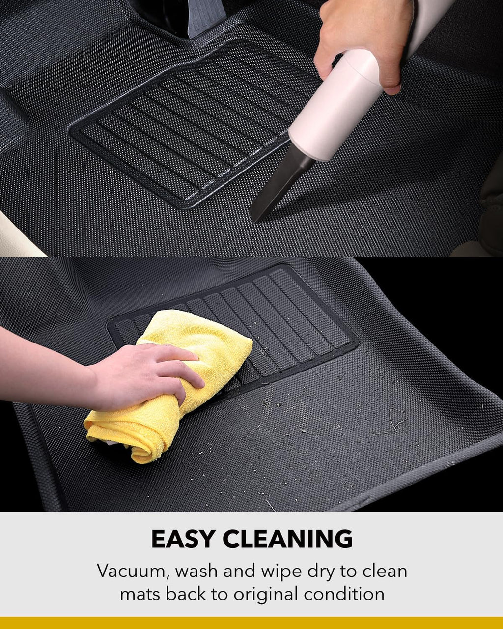 3D MAXpider Custom Fit All-Weather Floor Mats for Mazda CX-9 6-Seater 2016-2023 Kagu Series (1st, 2nd & 3rd Row, Black)