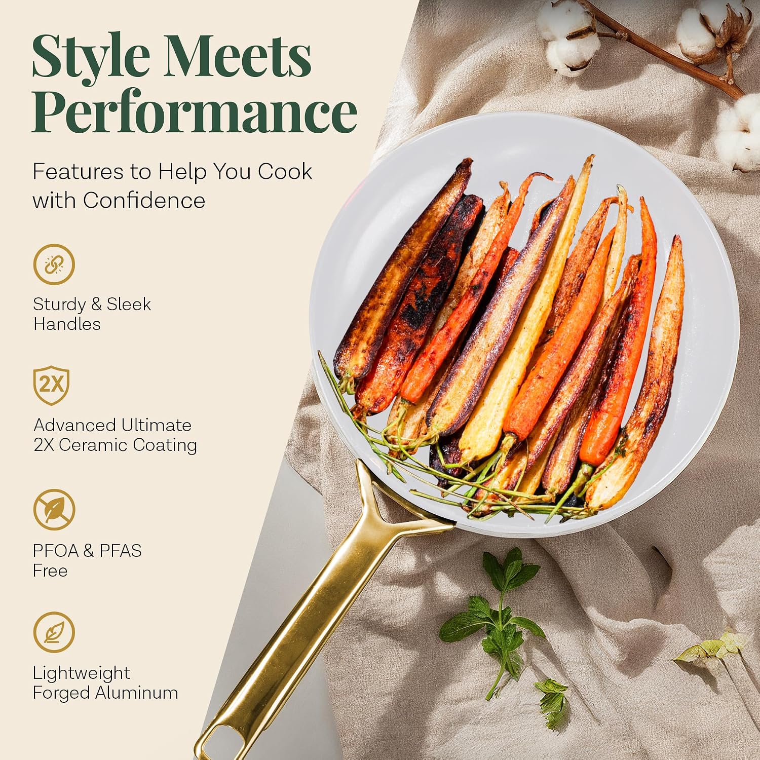 Gotham Steel Modern 11 Pc Ceramic Cookware Set, Elegantly Designed Pots and Pans Set Non Stick with Steamer, Induction Bottom, Premium Stay Cool Handles, Non Toxic PFOA Free, Oven & Dishwasher Safe