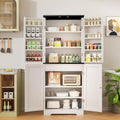 Shintenchi Kitchen Pantry Cabinet, Freestanding Farmhouse Storage Cabinet with 8 Door Shelves, 2 Cabinets and 1 Drawer, Tall Cupboard for Kitchen, Living Room, Dining Room and Bathroom, White