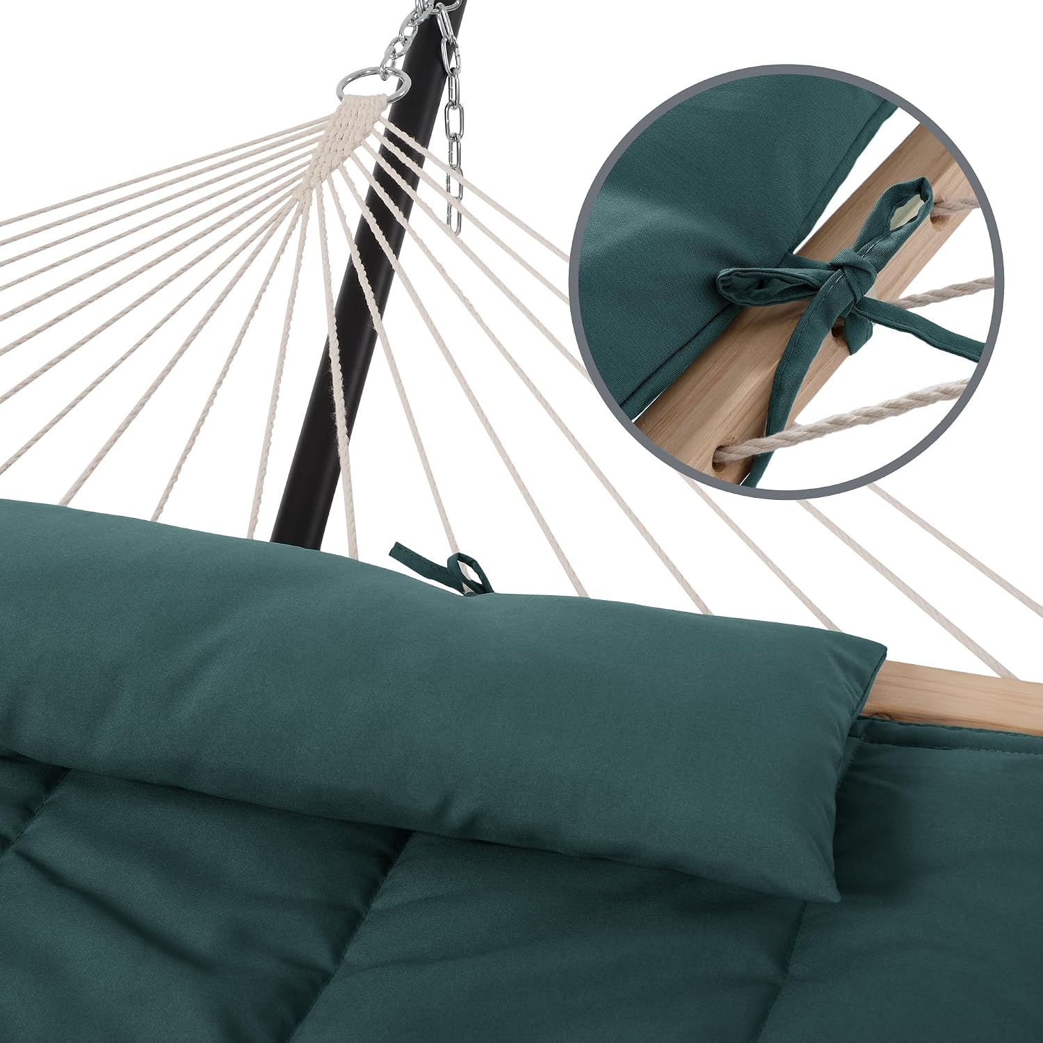 SUNCREAT Hammocks Two Person Hammock with 12ft Stand Included, Max 475lbs Capacity, Heavy Duty Free Standing Hammock, Dark Green