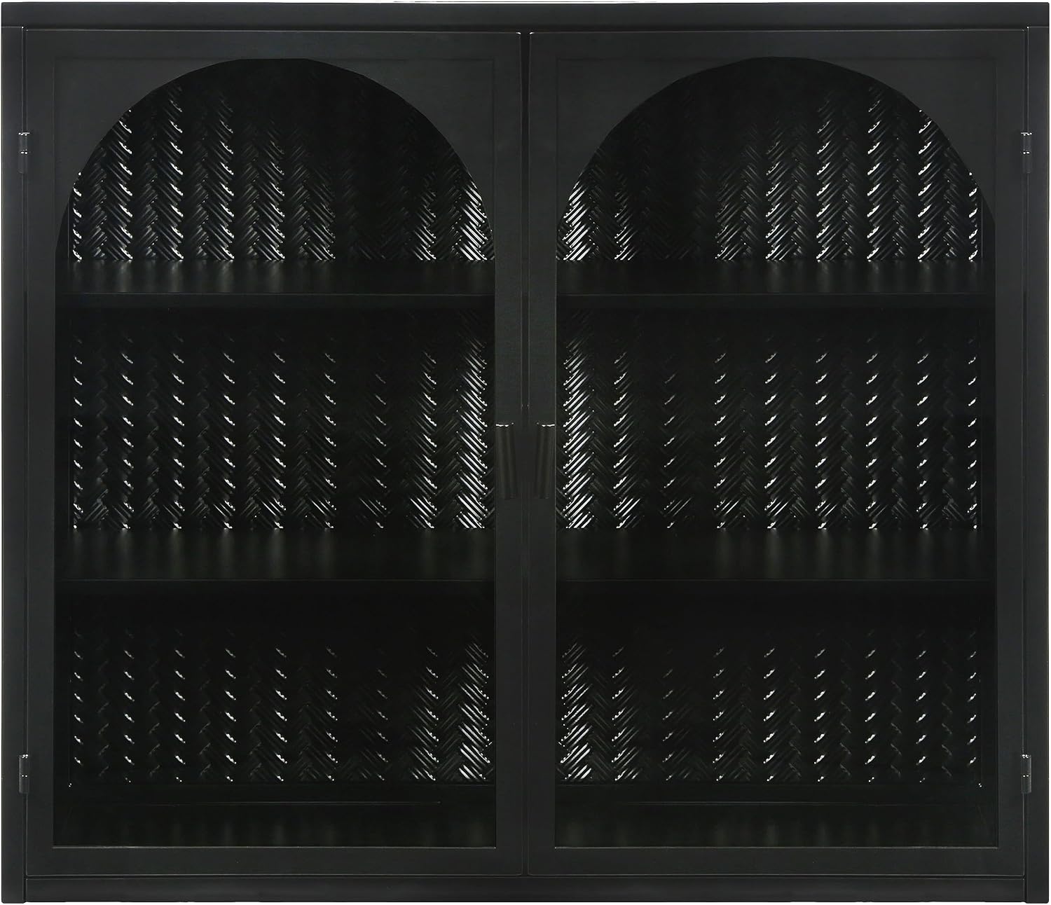 Retro Style Haze Double Glass Door Wall Cabinet with Detachable Shelves for Office, Dining Room,Living Room, Kitchen and Bathroom Mint Black