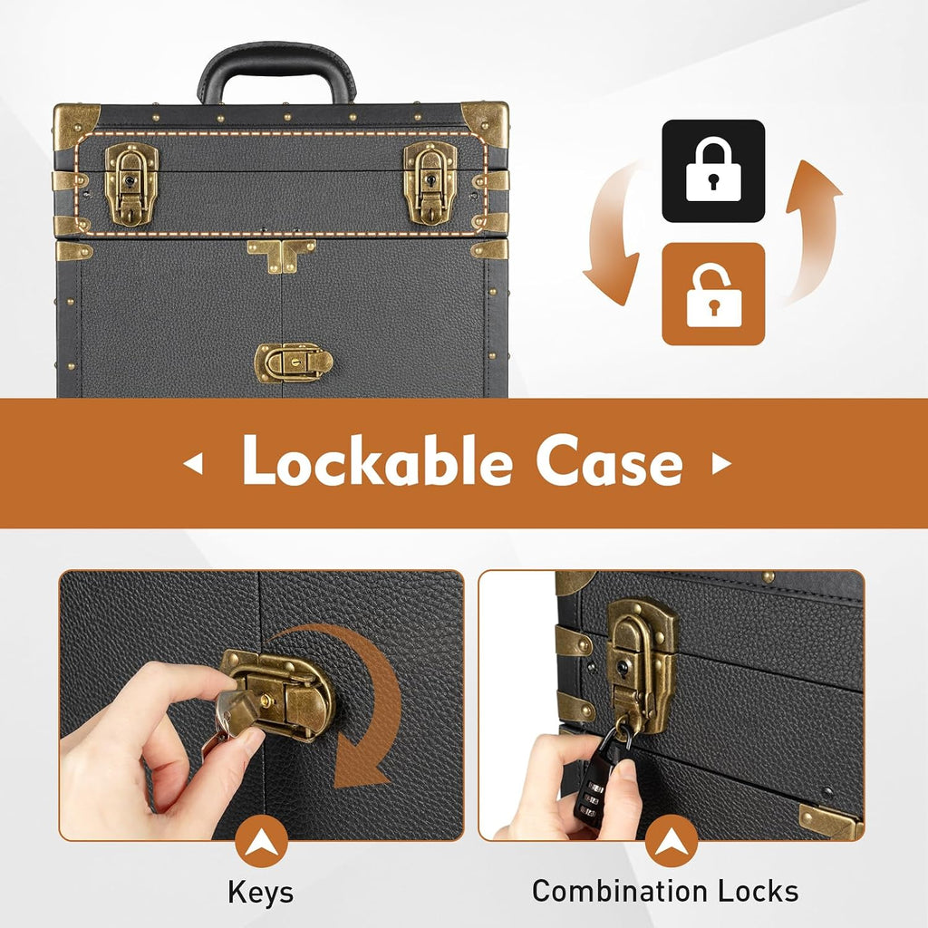 Beauty Salon Luggage Rolling Lockable Makeup Train Trolley Stylist Beauty Salon Cosmetic Luggage Travel Organizer Tool Box for Barbershops Beauty Salons