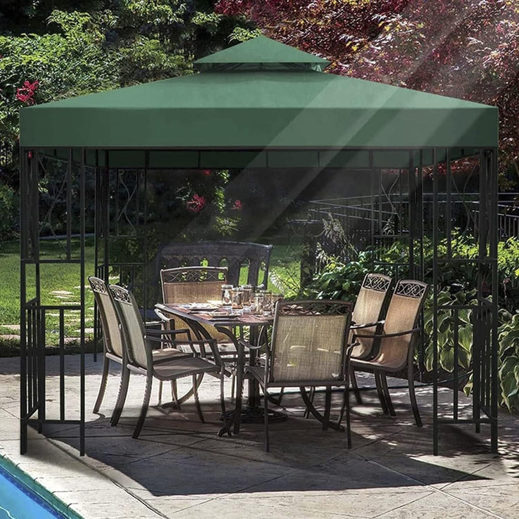 Gazebo Replacement Canopy 3x3M/10x10FT 2 Tier Replacement Canopy Top Cover Grill Gazebo Roof Waterproof Gazebo Canopy Replacement Top for Outdoor BBQ,Backyard,Garden,Patio(Color:Green)
