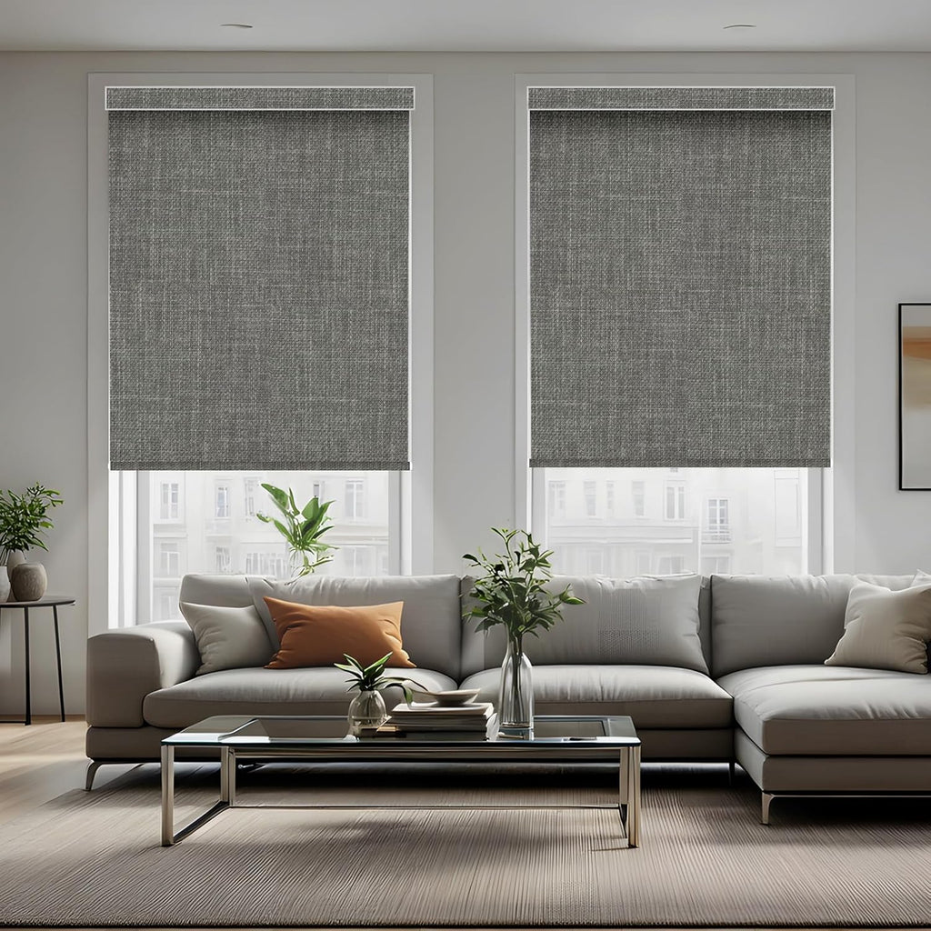 Motorized Roller Shade with Remote,100% Blackout Automatic Shades for Windows,Work with Homekit, Alexa, Google Home,Electric Blinds with Solar Pannel,Custom up110''Wx128''H,Gentle Dove