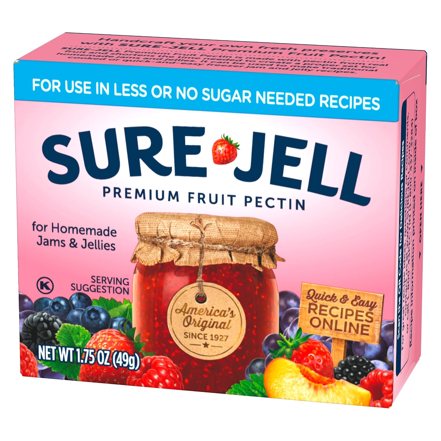Sure-Jell Premium Fruit Pectin for Less or No Sugar Needed Recipes, 1.75 oz Box (Pack of 24)