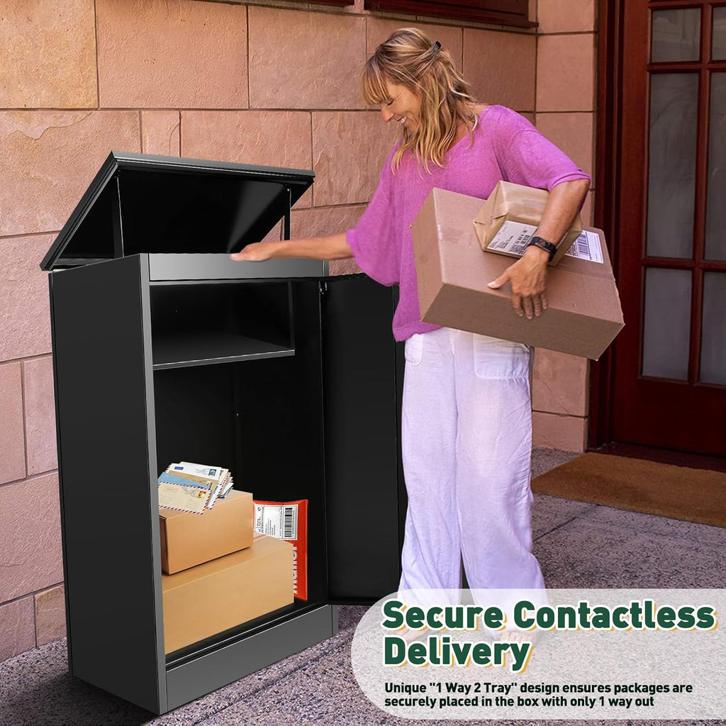 43.5IN Package Delivery Boxes for Outside, Ultra Large Mailbox for Parcel, Automobile Steel Parcel Mailbox, Waterproof Anti-Theft Parcel Drop Box for Home and Business