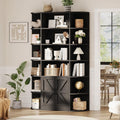 IDEALHOUSE 75in Tall Bookshelf with Storage, 6-Tier 47' Wide Modern Farmhouse Standing Bookcase Cabinet Display Shelf Organizer for Home Office Living Room Bedroom, Black