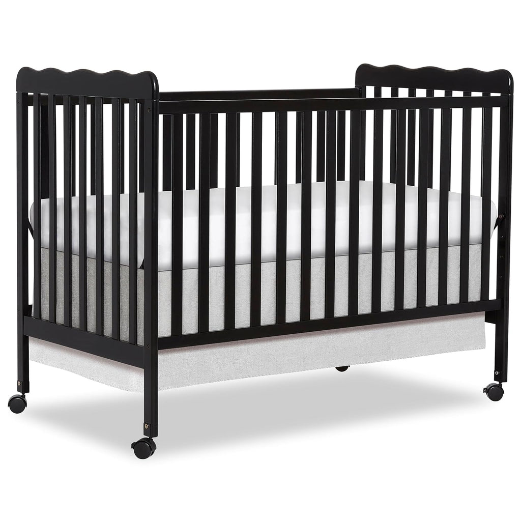 Dream On Me Carson Classic 3-in-1 Convertible Full-Size Baby Crib in Black, GreenGuard Gold & BSA, 4 Mattress Heights, Converts to Day & Toddler Bed, Locking Wheels, Classic Nursery Design