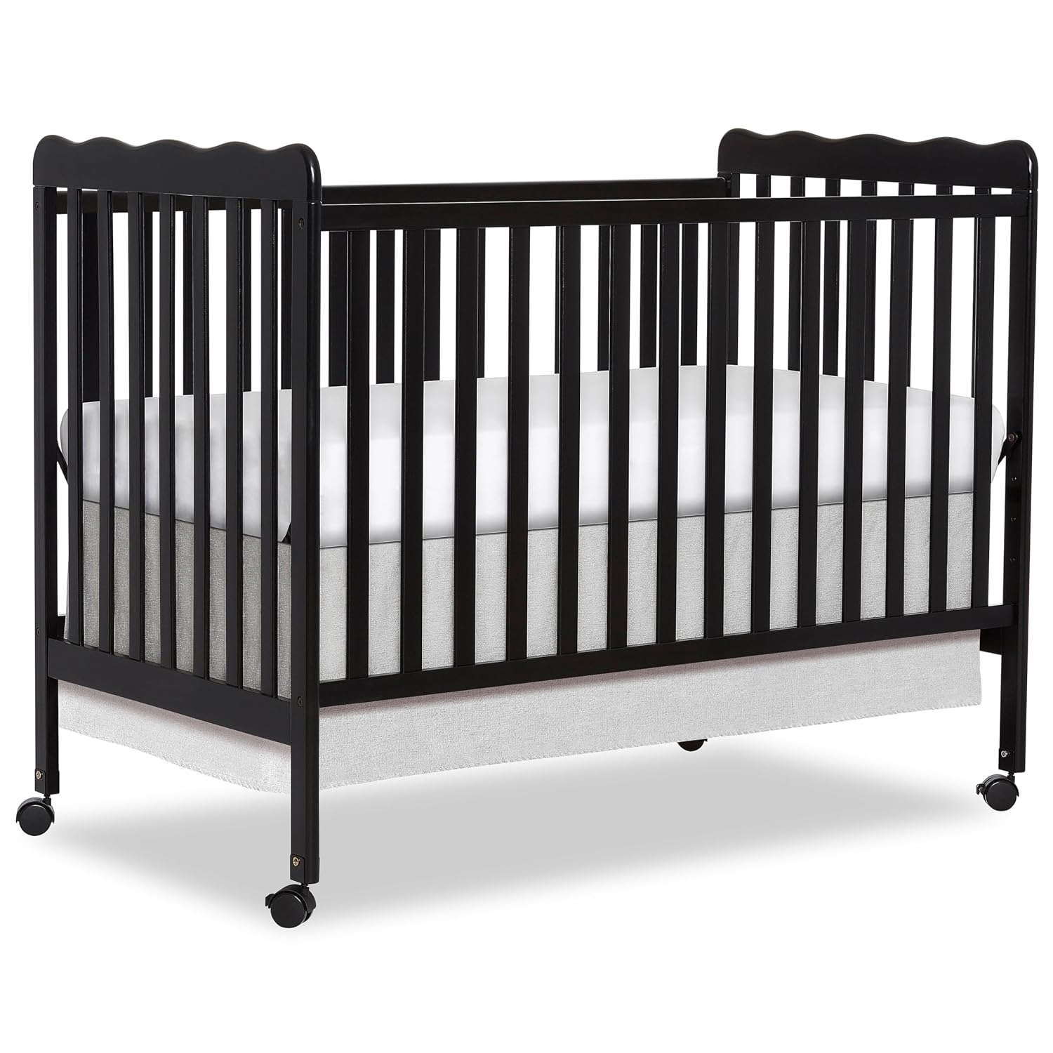 Dream On Me Carson Classic 3-in-1 Convertible Full-Size Baby Crib in Black, GreenGuard Gold & BSA, 4 Mattress Heights, Converts to Day & Toddler Bed, Locking Wheels, Classic Nursery Design