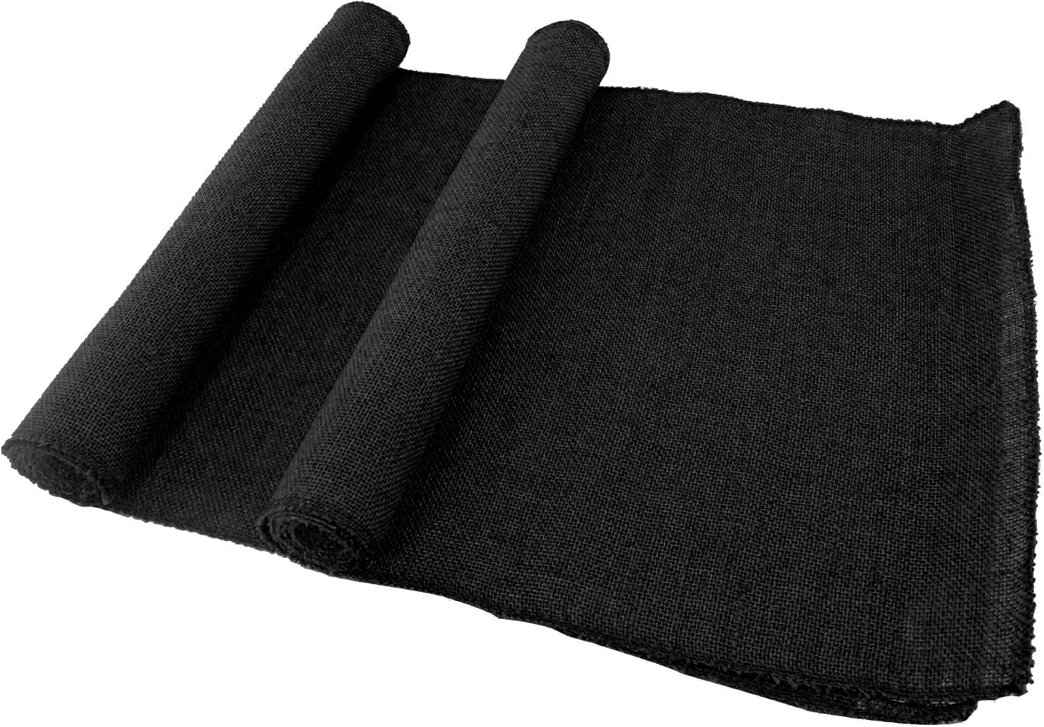 BambooMN Black 15' x 88' Vintage Burlap Table Runner for Rustic Wedding Bridal Shower Bachelorette Graduation Party Table Decor Decorations, 30 Pieces