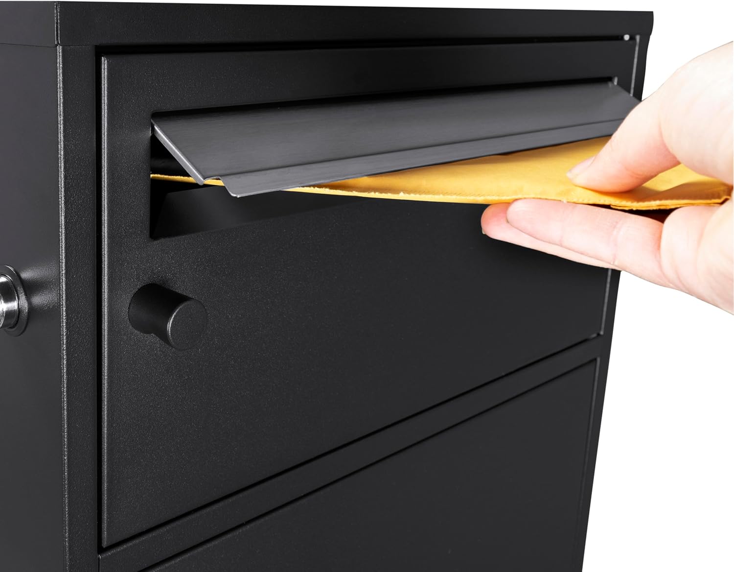 Barska Large Package Delivery Parcel Mail Steel Drop Box for Porch with Advanced Push Lock & Patented Shelf for Large Parcel - Delivery Boxes for Outside - Package Delivery Box - Parcel Drop Mailbox