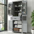 72.2' Storage Cabinet with Doors and Drawers, Tall and Wide Kicthen Pantry Cupboard Home Display Organizer with Door Shelf Rack for Bathroom, Adjustable Shelf, Gray