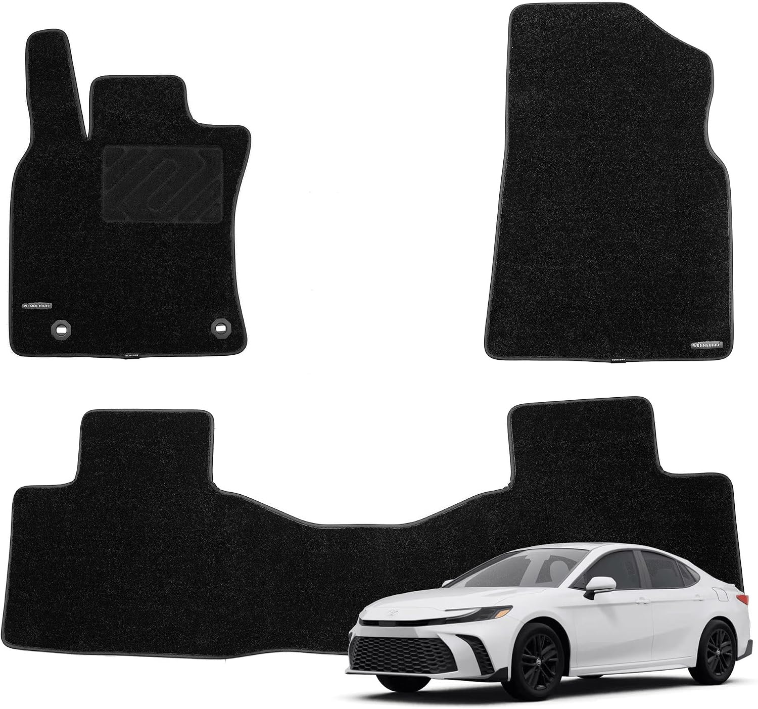 WENNEBIRD Superior Carpet Floor Mats for 2025-2026 Toyota Camry, 0.6-Inch Ultra-Thick, Noise-Reducing, All-Weather Waterproof Anti-Slip – 3-Pc Set