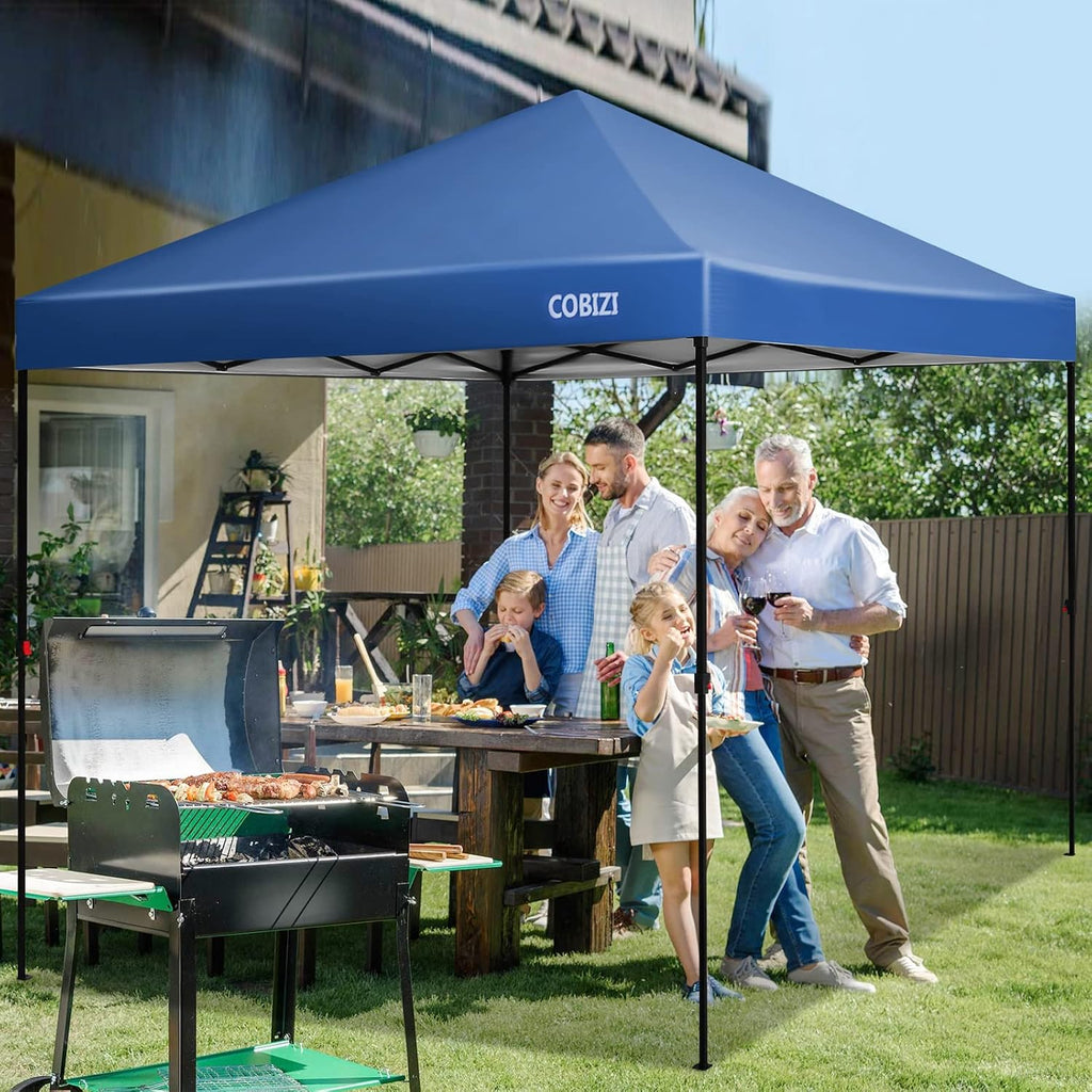 COBIZI Canopy 10 X 10 Pop Up Canopy Tent 1-Button Push Easy up Outdoor Canopy Instant Portable Commercial Shelter Waterproof UPF50+ Gazebo with Reflective Strip, Air Vent & 4 Sandbags,Blue