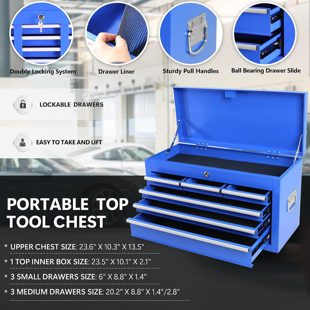 Rolling Tool Chest with Wheels and 8 Drawers, Detachable Large Tool Cabinet with Lock for Garage, Locking Mechanic Tool Cart with Black Liner for Warehouse, Workshop, High Capacity