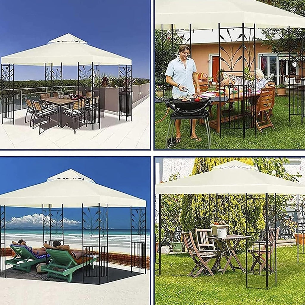Gazebo Replacement Canopy 3x3M/10x10FT 2 Tier Replacement Canopy Top Cover Grill Gazebo Roof Waterproof Gazebo Canopy Replacement Top for Outdoor BBQ,Backyard,Garden,Patio(Color:Green)