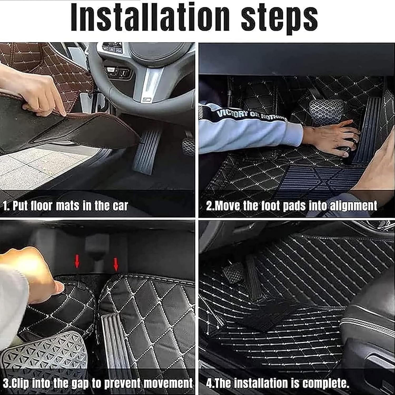 Custom Car Leather Floor Mats for KIA KX Cross 2017-2019, Waterproof Non Slip Full Coverage Floor Liners All Weather Protection Floor Mats Carpet Pads Interior Accessories,H/Beige