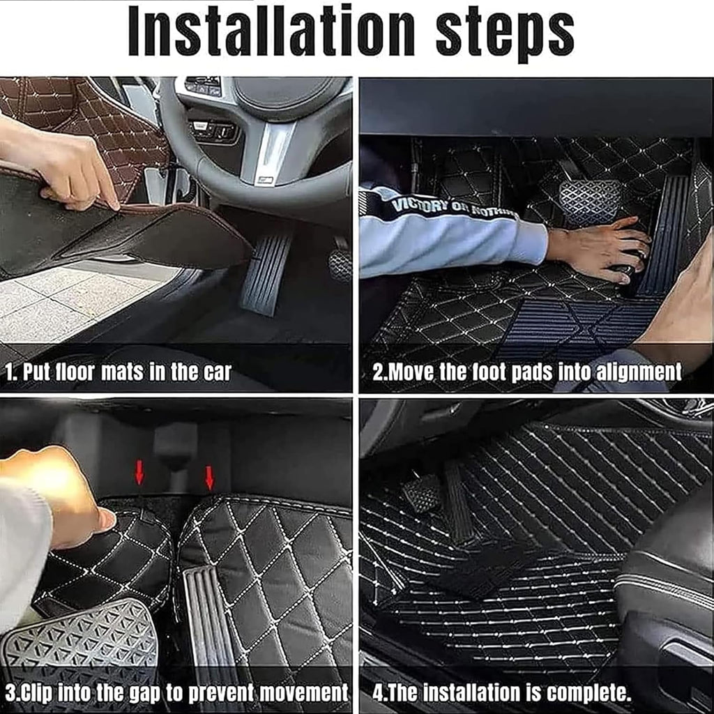 Custom Car Leather Floor Mats for Cupra Formentor 2020-2024, Waterproof Non Slip Full Coverage Floor Liners All Weather Protection Floor Mats Carpet Pads Interior Accessories,B/Black Beige
