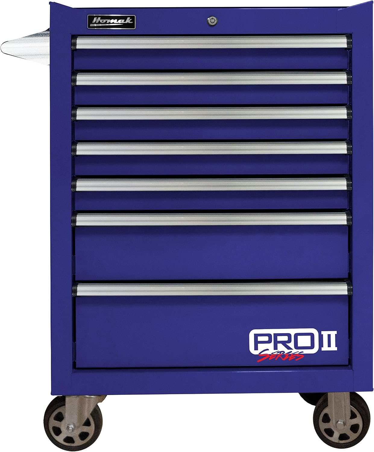 Homak PRO II Series 27' 7-Drawer Roller Cabinet, Blue, BL04027702
