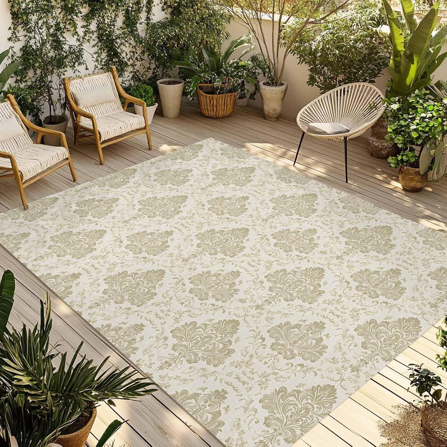 Outdoor Rug 4x6ft Patio Area Rugs Waterproof Easy Cleaning Non Shedding Thick Mats Carpet for Indoor Outdoor Porch Deck Backyard Balcony