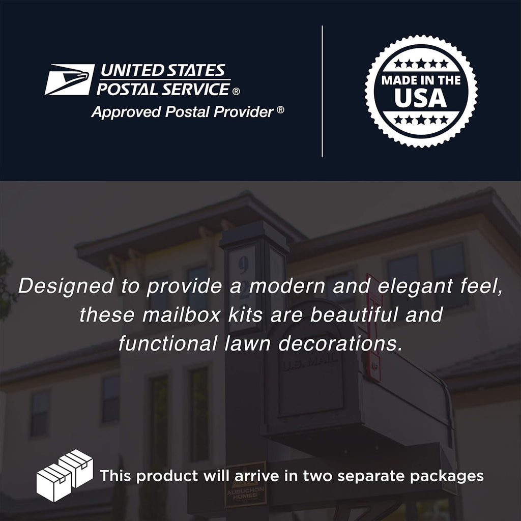 Premium Mailbox with Post & Solar Illuminated Custom Number Address | Aluminum Durable Post Design | Easily Direct Emergency Personnel, Family, and Friends Day & Night (Black)