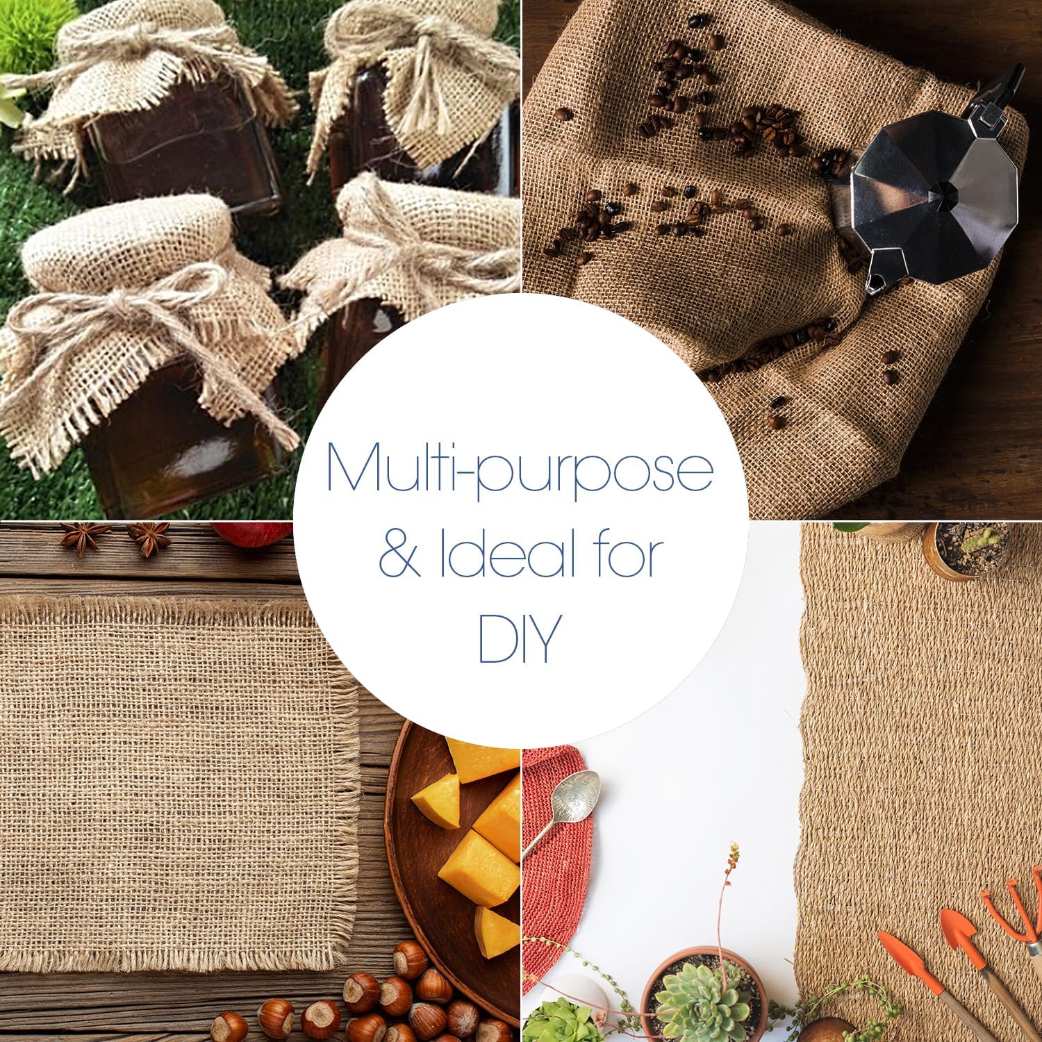 Pico Textiles 60' Wide Burlap - 20 Yard, (60 Feet) - Premium Natural Burlap Fabric, Sold by The Yard - Great for Weddings, Home Crafts, Garden Fabric, Table Runner, Tablecloth and More