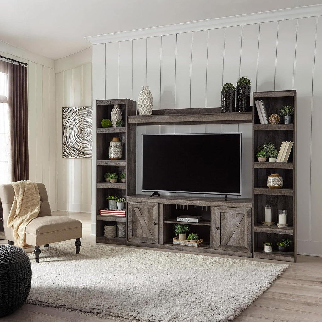 Signature Design by Ashley Wynnlow Farmhouse 4-Piece Entertainment Center for TVs up to 69', Gray