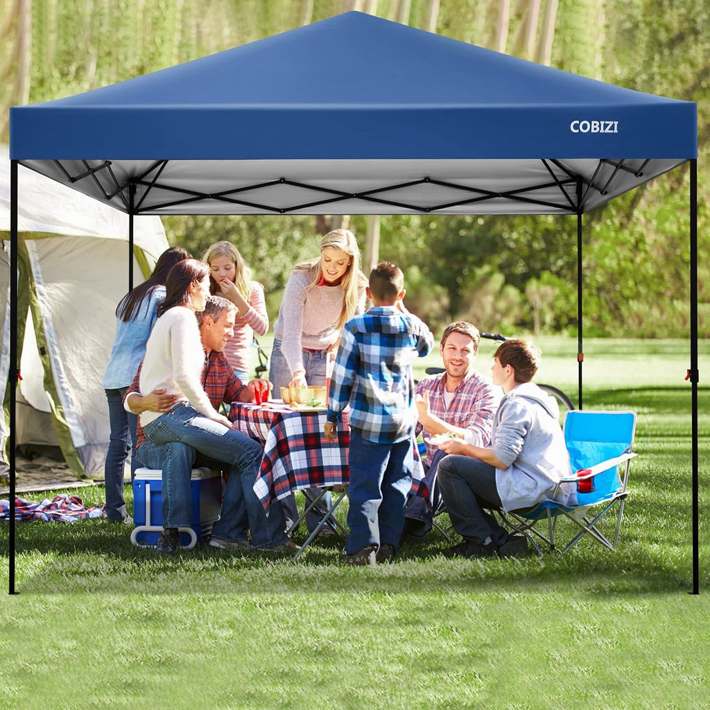 COBIZI Canopy 10 X 10 Pop Up Canopy Tent 1-Button Push Easy up Outdoor Canopy Instant Portable Commercial Shelter Waterproof UPF50+ Gazebo with Reflective Strip, Air Vent & 4 Sandbags,Blue