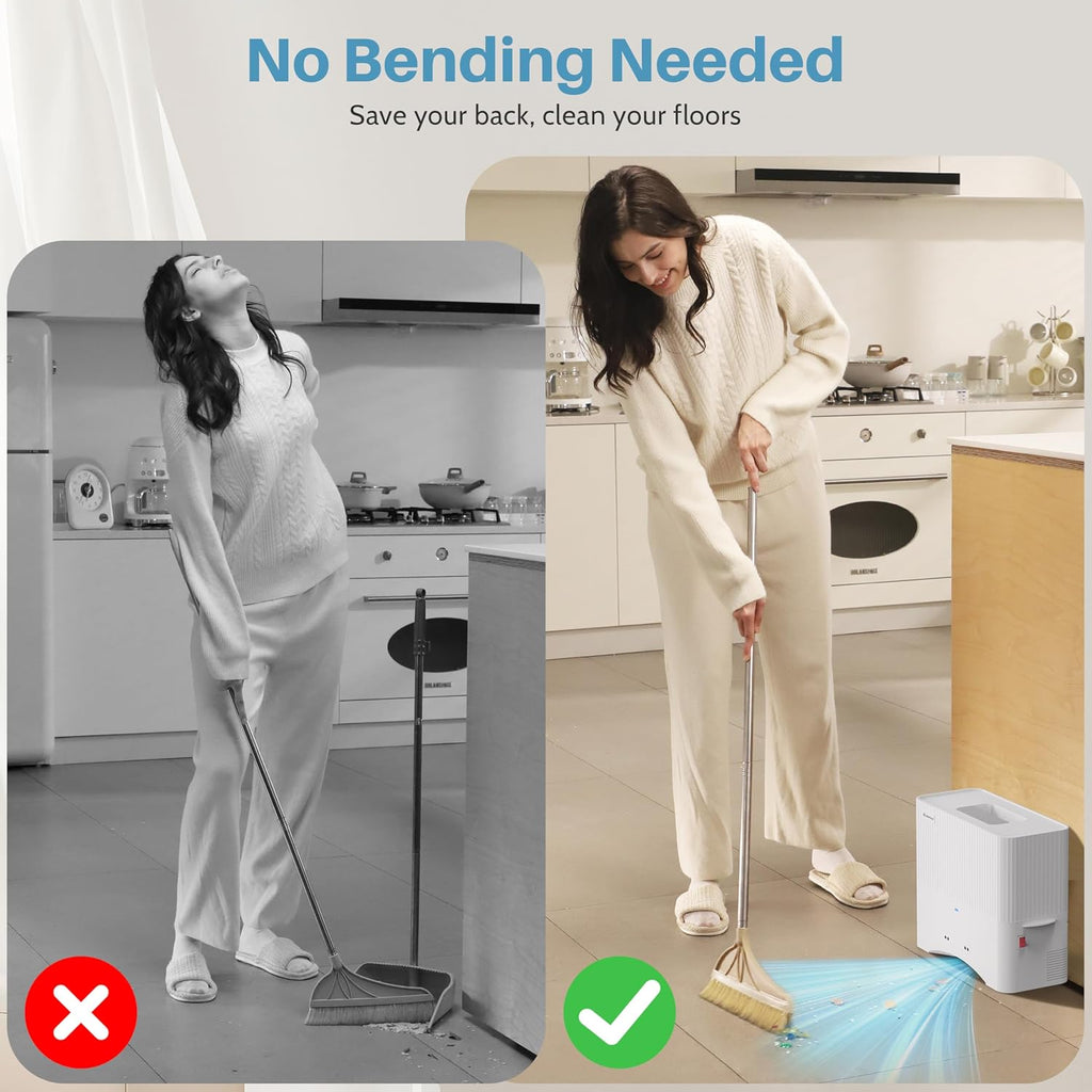 Keenhot Touchless Vacuum Automatic Dustpan, Stationary Canister Vacuums for Salons Pet Hair Food Dirt, Home Kitchen Compact Space-Saving Electric Dustpan Vacuum Cleaner, 20000Pa Strong Suction（White）