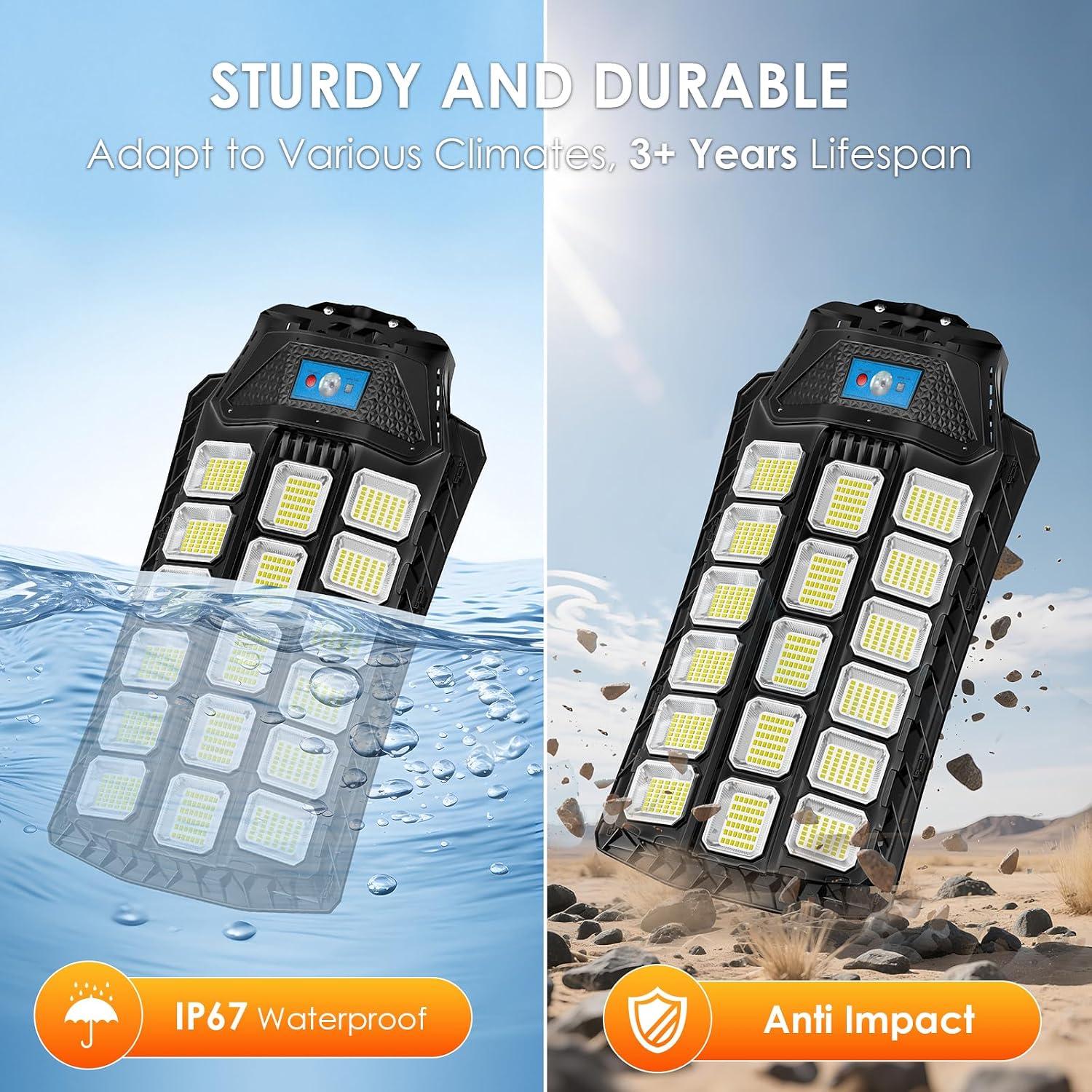 14000W Solar Street Lights Outdoor Waterproof, 2 Pack Large Solar Powered LED Flood Light Outside, Heavy Duty Parking Lot Light Dusk to Dawn, Motion Sensor, Pole or Wall Mount, Remote Control