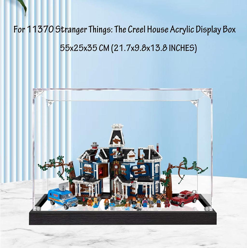 Acrylic Display Case for Lego 11370 Stranger Things: The Creel House Model, 3mm Dustproof Display Box, Display Case Compatible with Lego 11370(Model Not Included) (Transparent 3MM+Mirror)