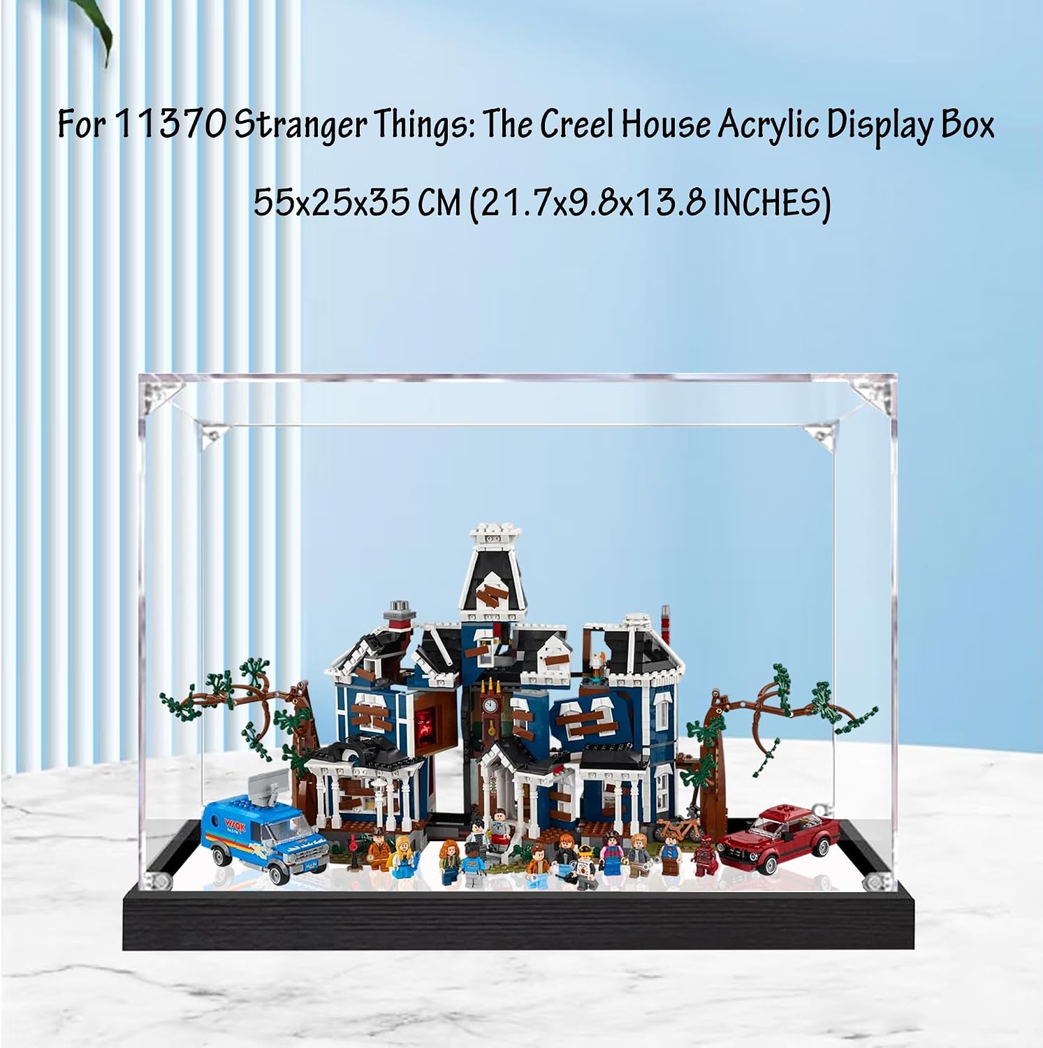 Acrylic Display Case for Lego 11370 Stranger Things: The Creel House Model, 3mm Dustproof Display Box, Display Case Compatible with Lego 11370(Model Not Included) (Transparent 3MM+Mirror)
