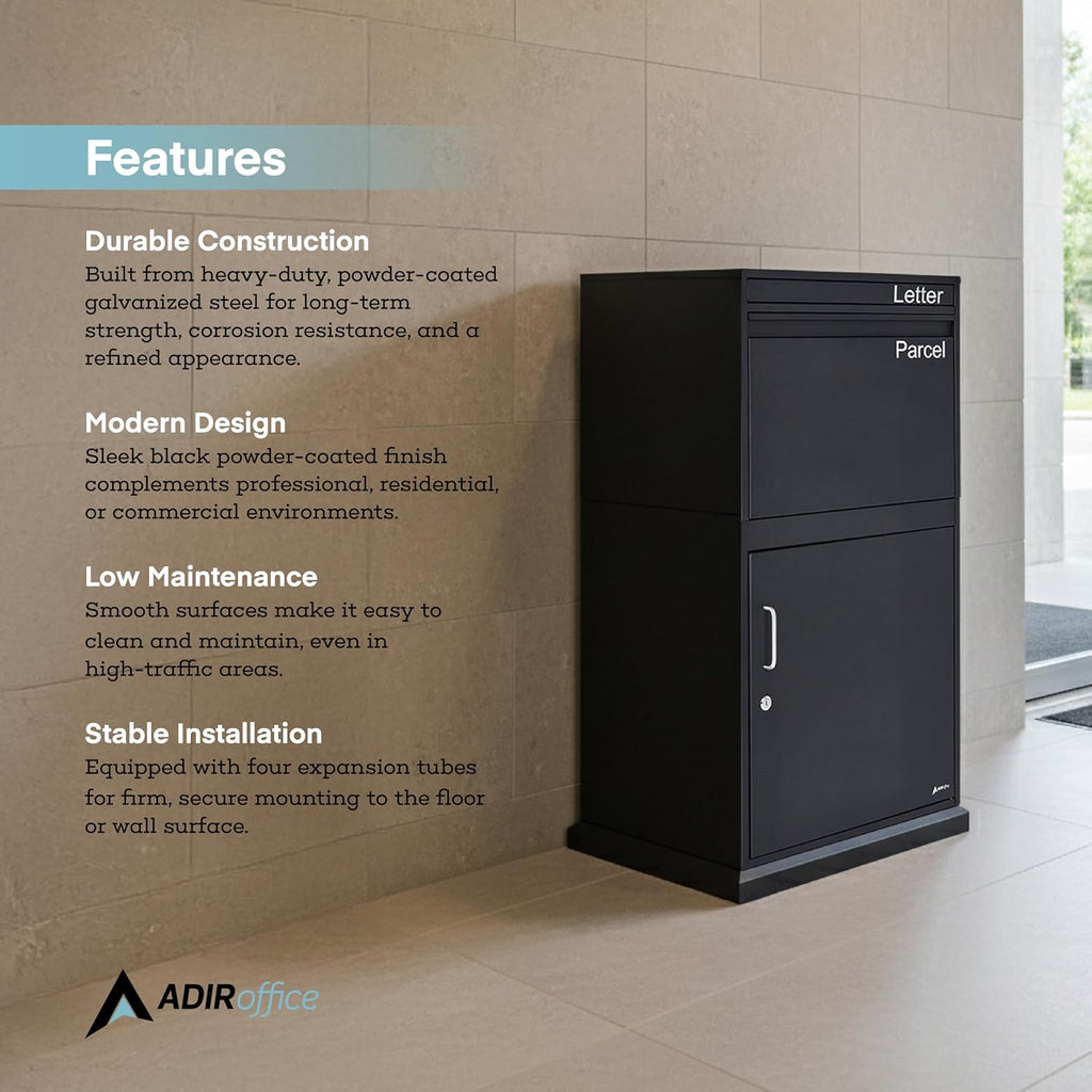 AdirOffice Mailbox - Drop Box with Lock and Keys- Mailbox and Cash Drop Box for House, Apartments and Businesses After Hours Deposits - Outdoor Package Delivery Box - Anti-Theft Resistant