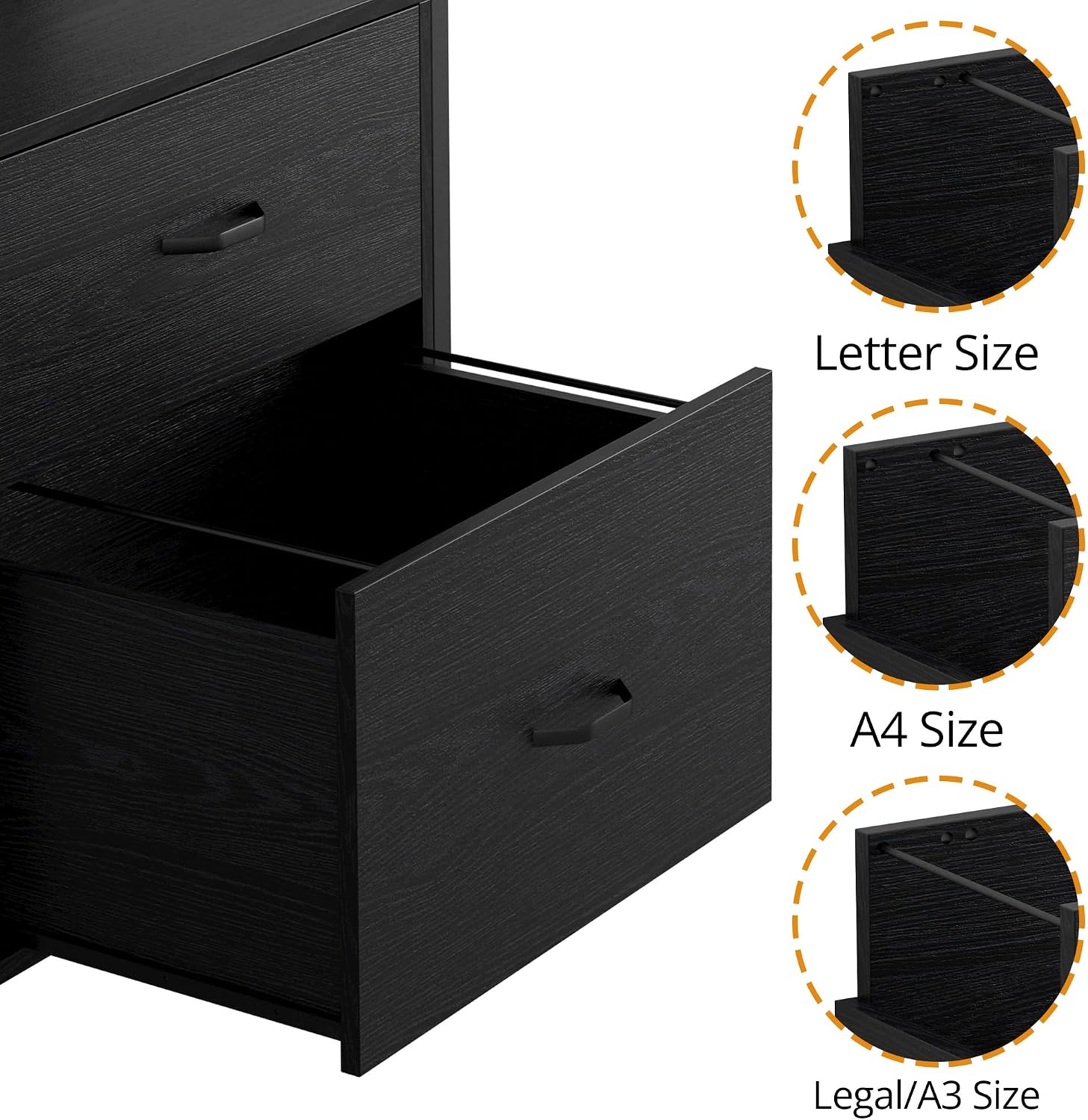 IRONCK Industrial Bookcase with File Cabinet Drawers, 71.6 in Tall Bookshelf 5 Tier, Freestanding Storage Home Office Cabinet Organizer, Rustic Home Decor, Black