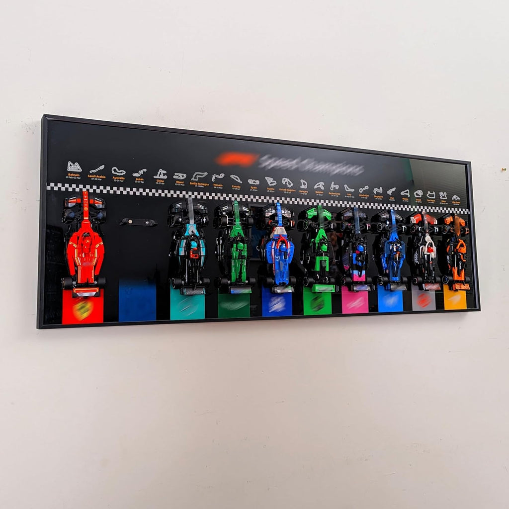 WETCEAOM Display Wallboard Compatible with Lego Speed Champions 66082, 10 Mini Cars Display Frame Wall Mount (77242–77251), Transform Models into Wall Art Display (Models Not Included!) (Black)