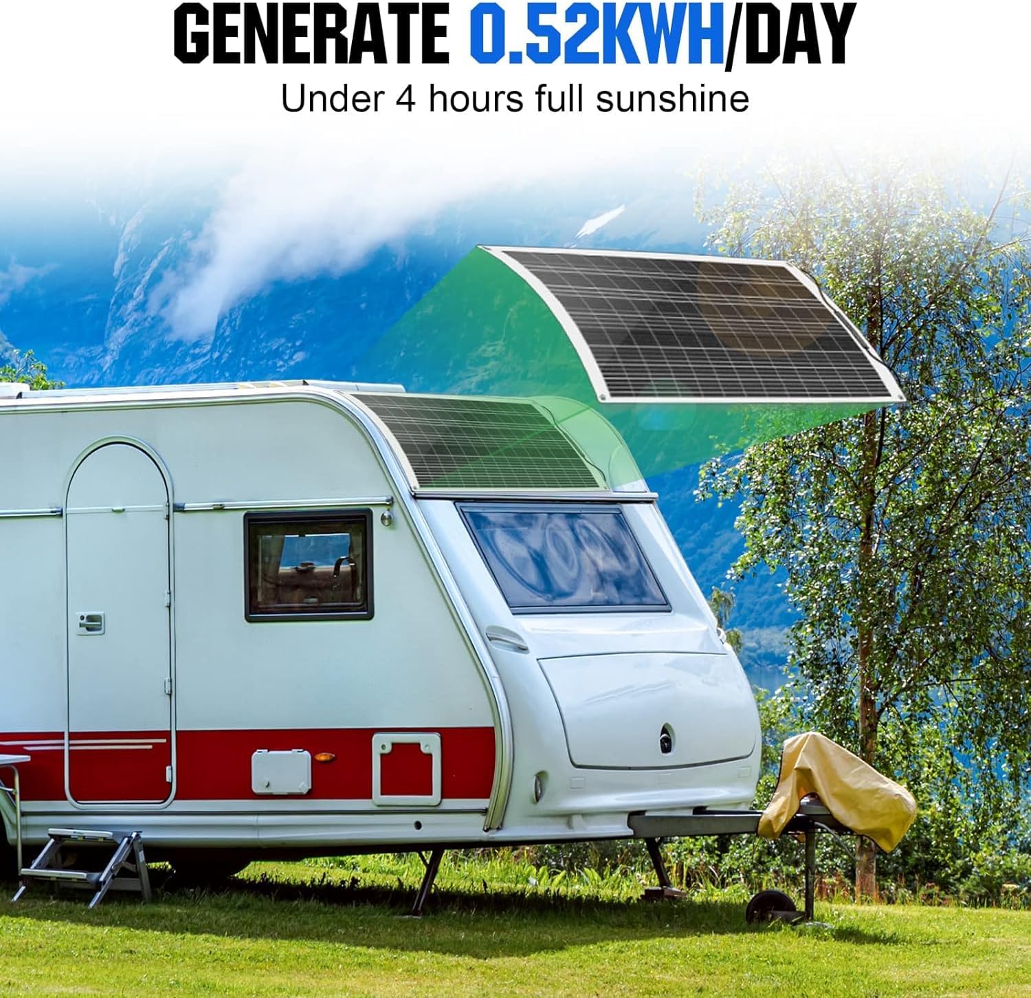 ECO-WORTHY 130Watt 12Volt Flexible Solar Panel Kit for Off Grid Home RV, Boat and Uneven Surfaces:1pcs 130W Mono Solar Panel + 30A 12V Charger Controller + Solar Cable + Tray Cable + Y Branch