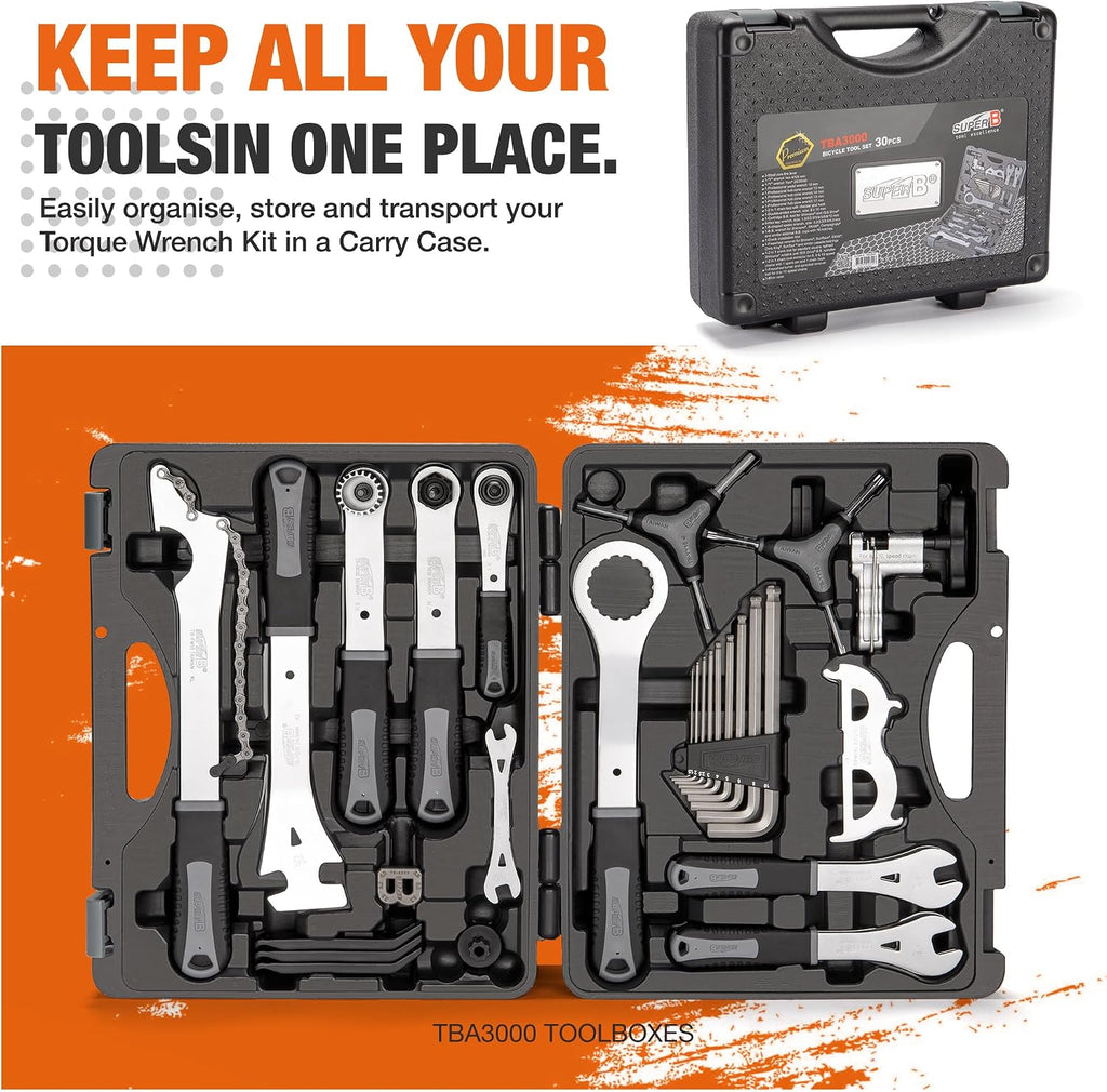 Super B Bicycle Tool Set - Bike Repair Kit with Carry Case - Bike Maintenance Tools for Road Bikes and Mountain Bikes, Repairing Tyres, Brakes, Chains, Pedal, Crank Puller