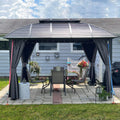 10' x 12' Hardtop Gazebo Outdoor Aluminum Gazebo Arc Grill for Patios Deck Backyard,Galvanized Steel Double Roof,Curtain&Netting by domi outdoor living