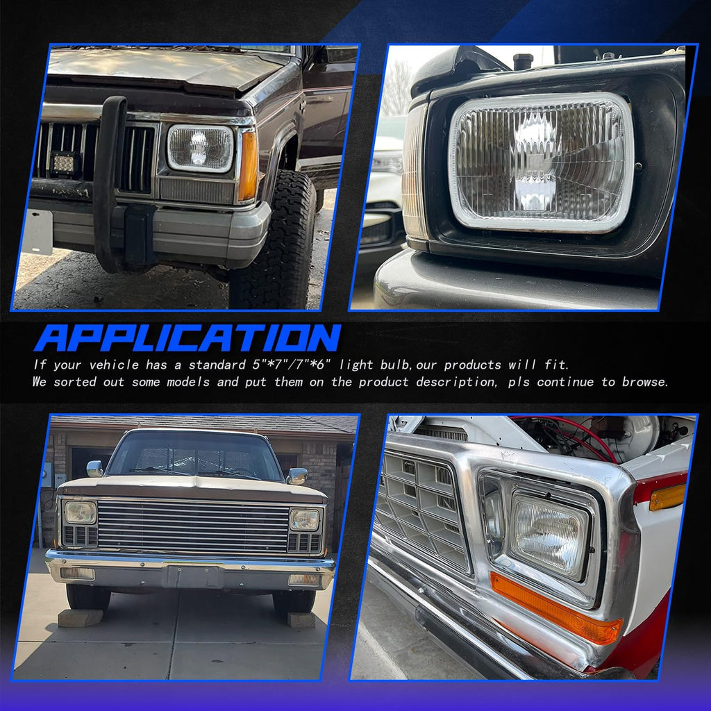 gigididi For Chevy Malibu 1978-1981 El Camino,LED Light Bulbs,7x6 inch H6054 Headlight Square Glass Lens Housing+H4 High&Low Sealed Beam Headlight Lamp for Cars, Truck and Van, 4 PCS