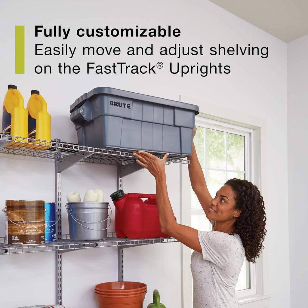 Rubbermaid Fasttrack Rail Storage 48'x16' 3-Shelf Kit, 350 lbs. Per Shelf, for Home/Garage/Shed/Workshop Organization