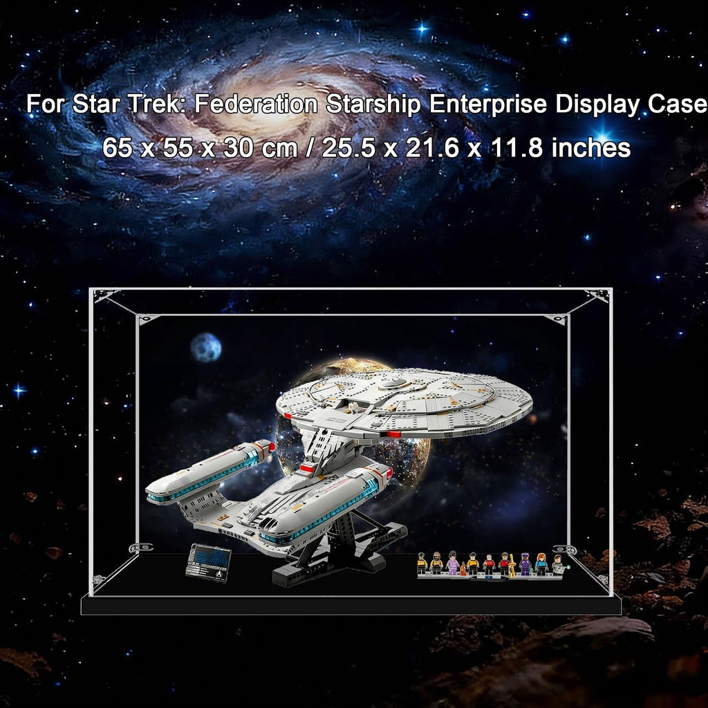 Acrylic Display Case for Lego 10356 Star Trek: The Enterprise, Dustproof Box, Storage Box, Transparent Box, Display Box Compatible with 10356 (Box Only) (Background D)