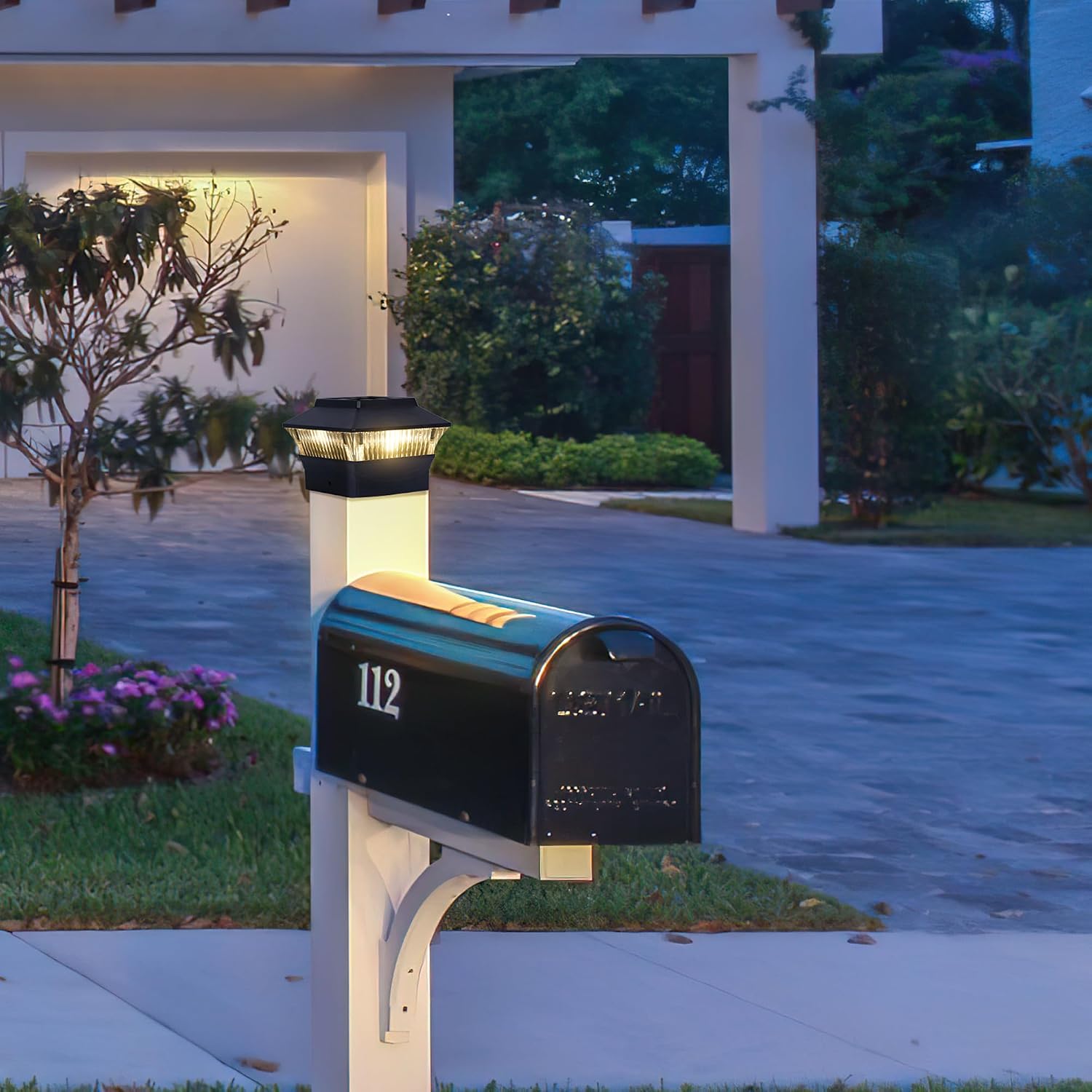 4x4 4x6 Fence Lights Solar Powered, Outdoor Post Cap Lights Yard Deck Garden Patio Mailbox Decorations 25 Lumens, 3000K Ip65 Waterproof, Black - 10 Pack