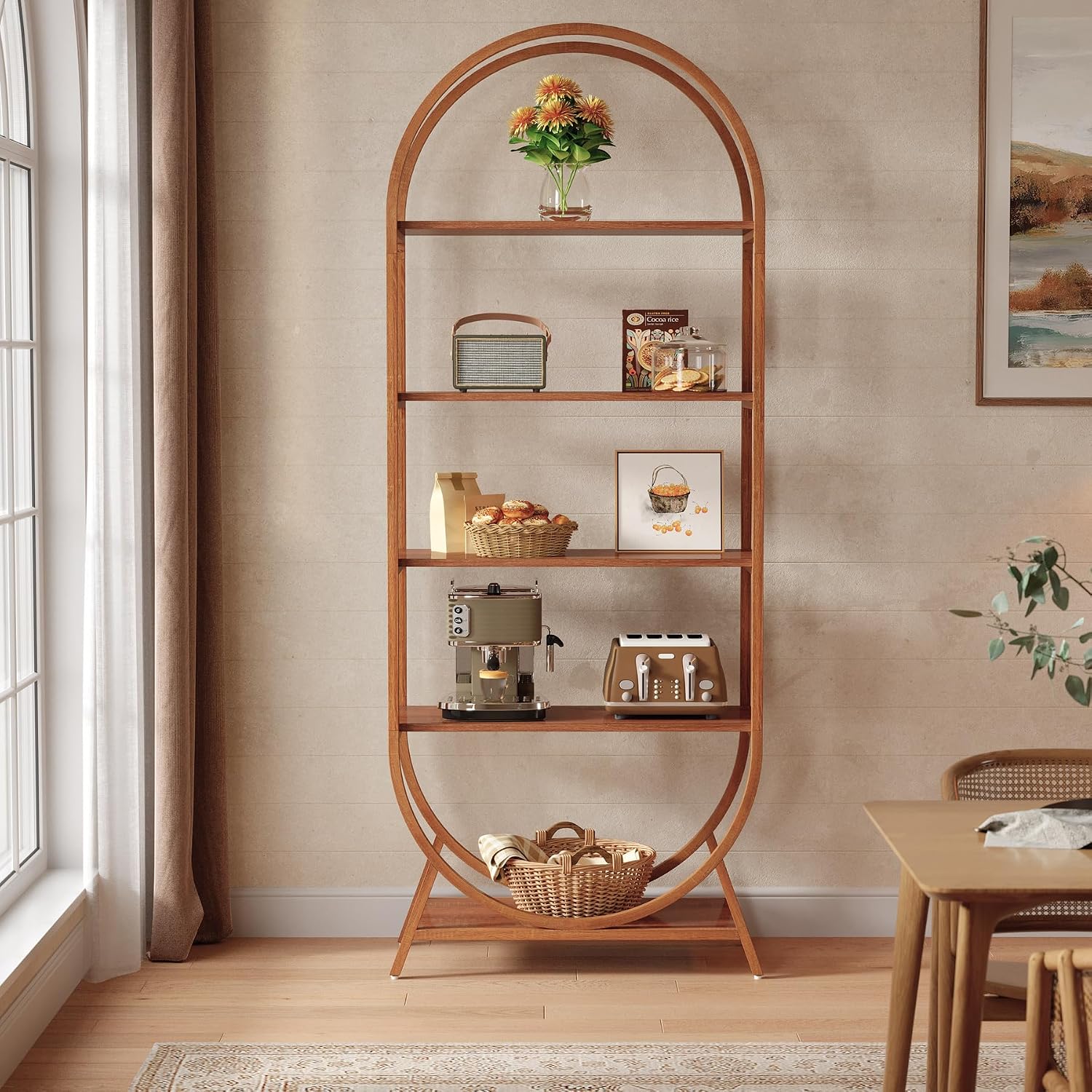 Tribesigns Bookshelf 5-Tier Arched Bookcase, 70.8' Tall Modern Open Book Shelves, Storage Shelves with Metal Frame, Freestanding Display Rack for Living Room, Bedroom, Office